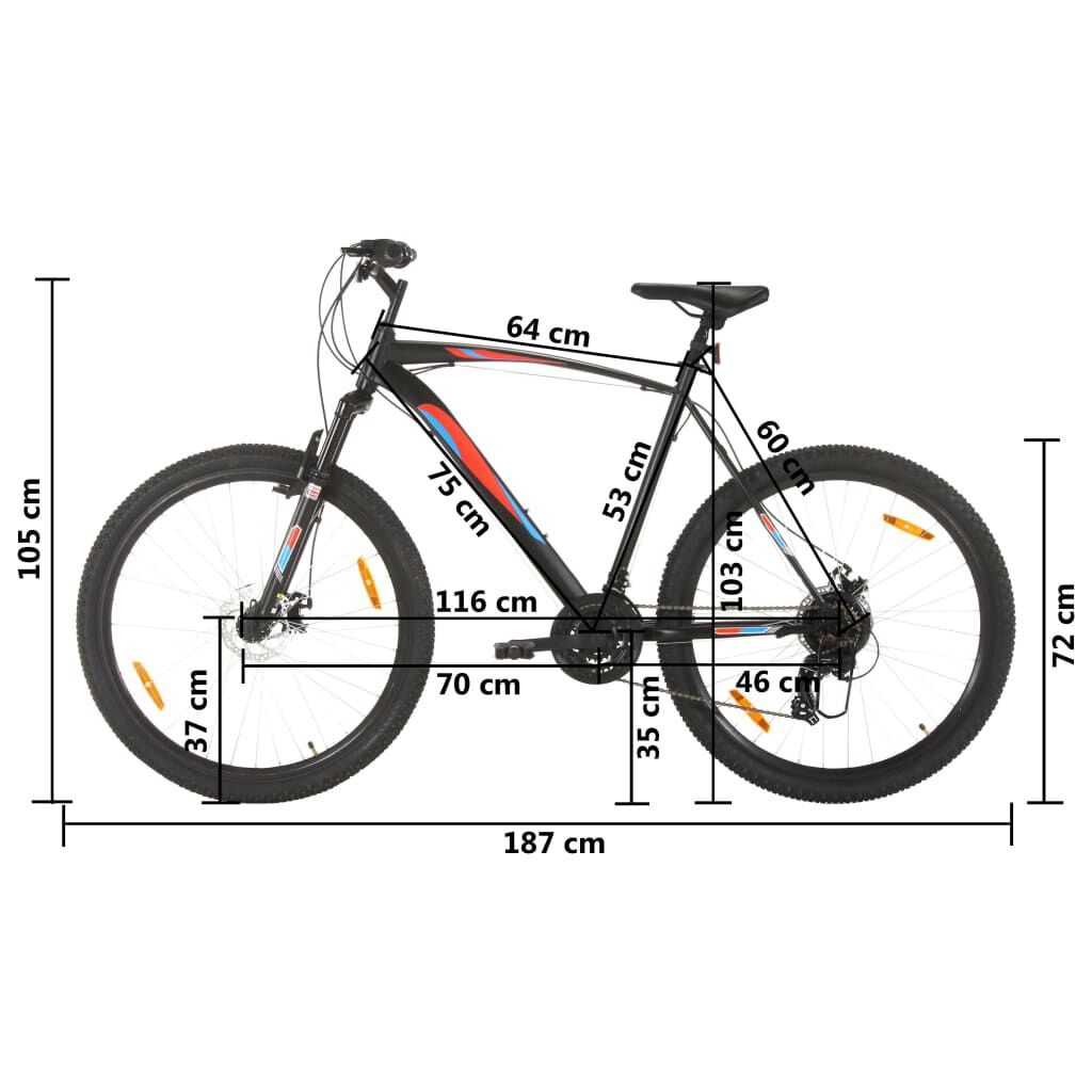 vidaXL Ποδήλατο Mountain 29'' Μαύρο με 21 Ταχύτητες & Σκελετό 53 εκ.