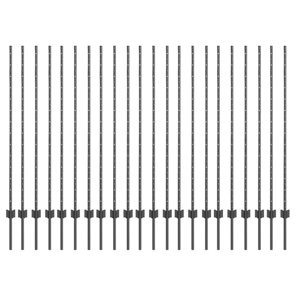 vidaXL Πό posts φράχτη 44 pcs Γκρι 180 cm Ατσάλι