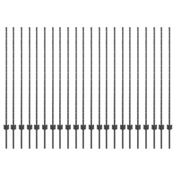 vidaXL Πό posts φράχτη 44 pcs Γκρι 180 cm Ατσάλι
