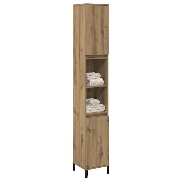 vidaXL Ντουλάπι μπάνιου Δρυς τεχνίτης 30x30x190 cm Κατασκευασμένο ξύλο