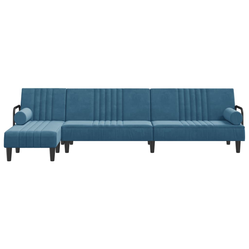 vidaXL Καναπές Κρεβάτι Γωνιακός Μπλε 260 x 140 x 70 εκ. Βελούδινος