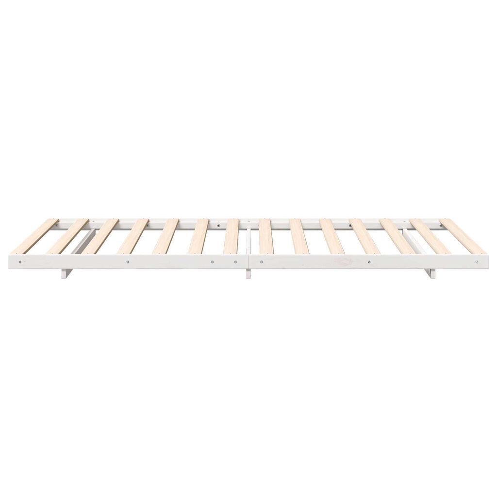 vidaXL Κρεβάτι δαπέδου Λευκό 100 x 200 cm Μασίφ ξύλο πεύκου