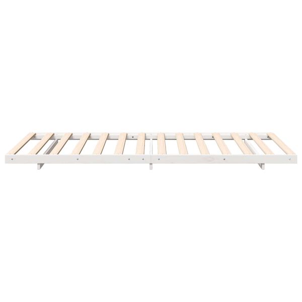 vidaXL Κρεβάτι δαπέδου Λευκό 100 x 200 cm Μασίφ ξύλο πεύκου