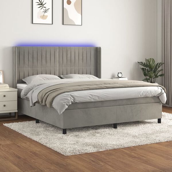 vidaXL &Kappa;&rho;&epsilon;&beta;ά&tau;&iota; Boxspring &mu;&epsilon; &Sigma;&tau;&rho;ώ&mu;&alpha; & LED &Alpha;&nu;.&Gamma;&kappa;&rho;&iota; 180x200 &epsilon;&kappa;. &Beta;&epsilon;&lambda;&omicron;ύ&delta;&iota;&nu;&omicron;