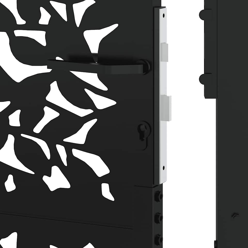vidaXL Πύλη κήπου Μαύρη 105x130 cm Σχεδιασμός φύλλων χάλυβα
