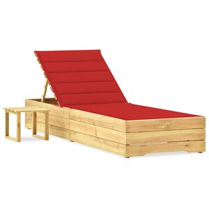 vidaXL Ξαπλώστρα Κήπου από Εμποτ. Ξύλο Πεύκου με Τραπεζάκι & Μαξιλάρι