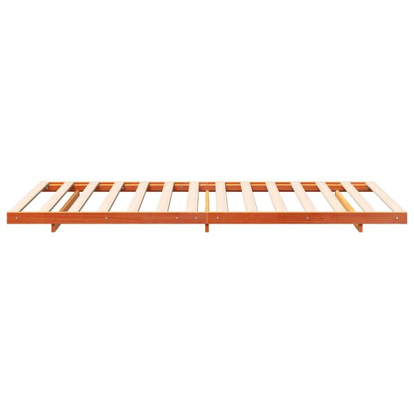 vidaXL Κρεβάτι δαπέδου Καφέ κεριού 100 x 210 cm Μασίφ ξύλο πεύκου