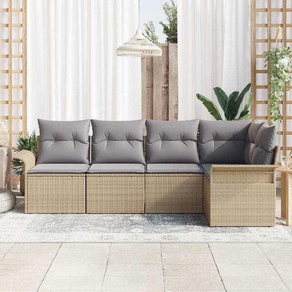 vidaXL Σετ Καναπέ Κήπου 5 pcs 242.5 x 132.5 x 85 εκ. Πολυ ράταν