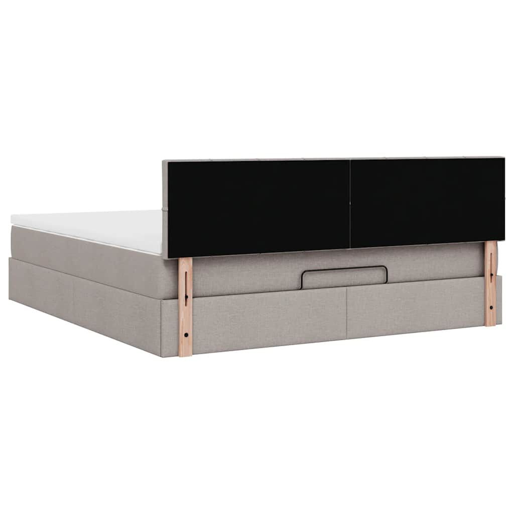 vidaXL Οθωμανικό κρεβάτι με στρώμα & LEDs Taupe 180x200cm ύφασμα