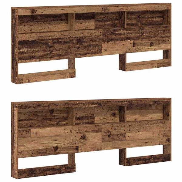 vidaXL Κεφαλάρι Αποθήκης με ράφι Παλαιό ξύλο 180 cm Επεξεργασμένο ξύλο