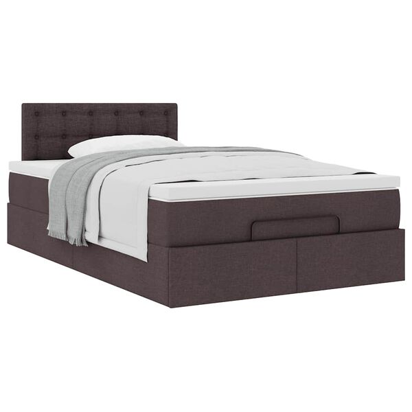 vidaXL Ottoman Κρεβάτι με Στρώμα Σκούρο Καφέ 120x200cm Ύφασμα
