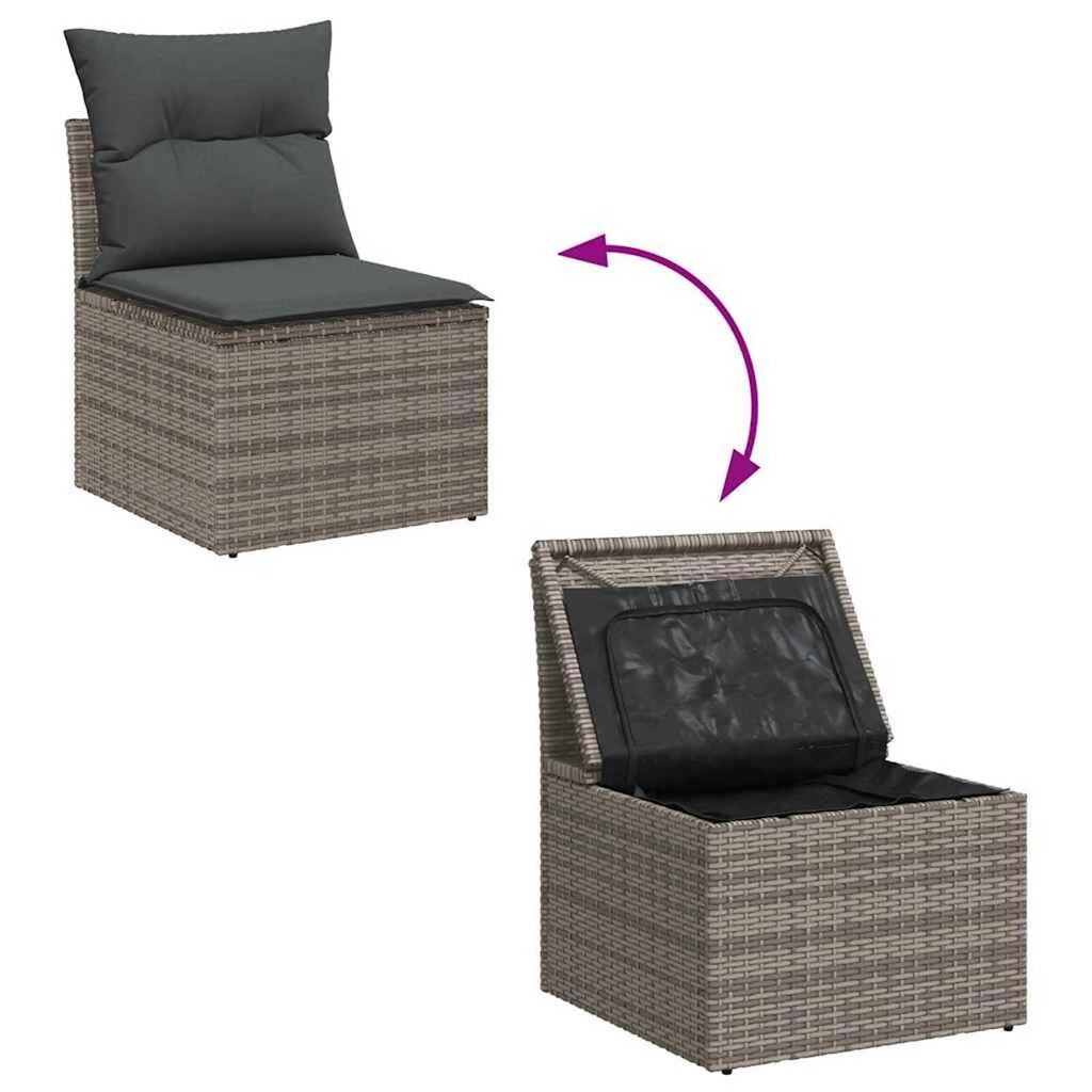 vidaXL Σετ Καναπέ Κήπου με μαξιλάρι 9 pcs Γκρι 80 x 80 x 71 cm
