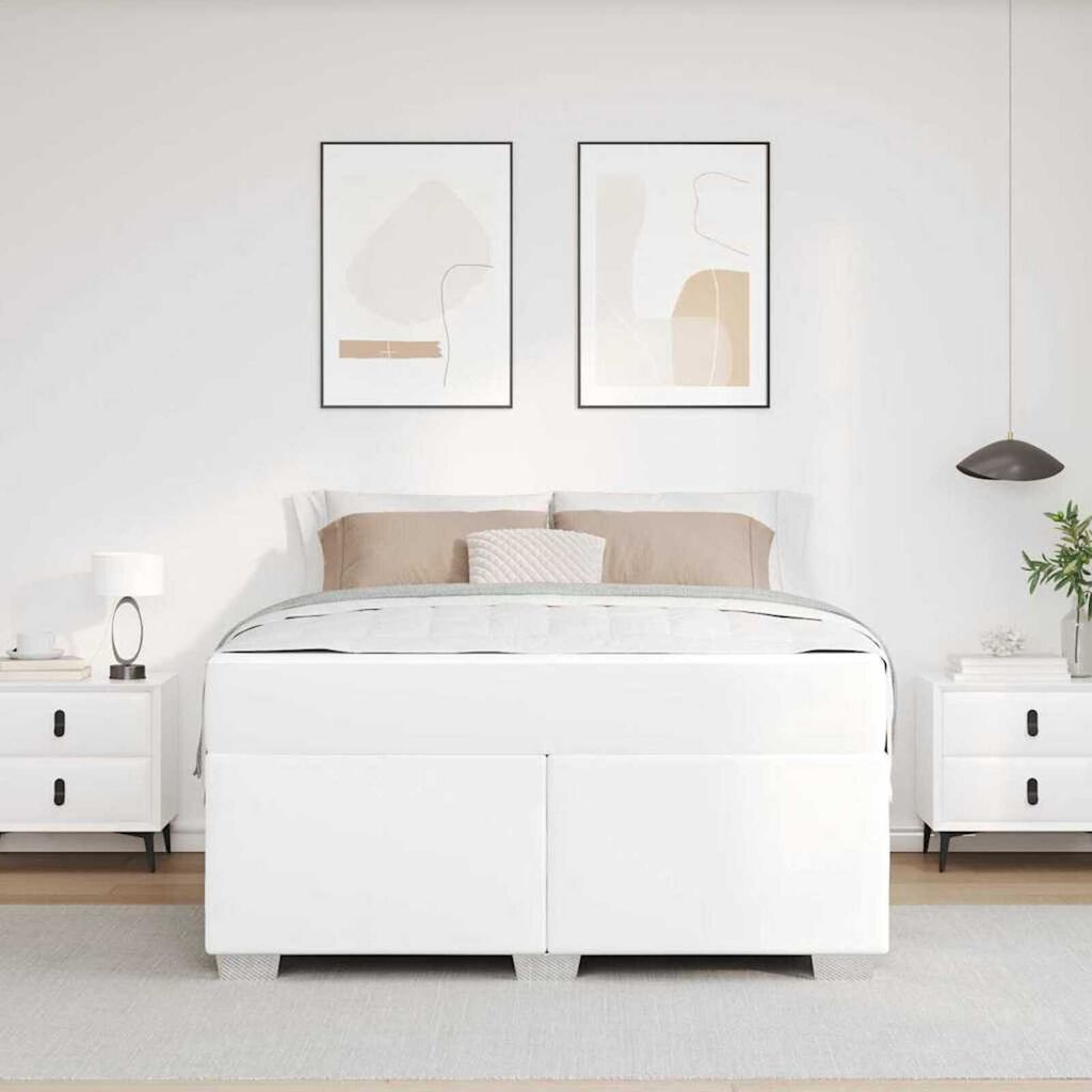 vidaXL Σκελετός Κρεβατιού Λευκό 140 x 200 cm Τεχνητό δέρμα
