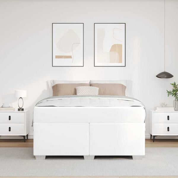 vidaXL Σκελετός Κρεβατιού Λευκό 140 x 200 cm Τεχνητό δέρμα