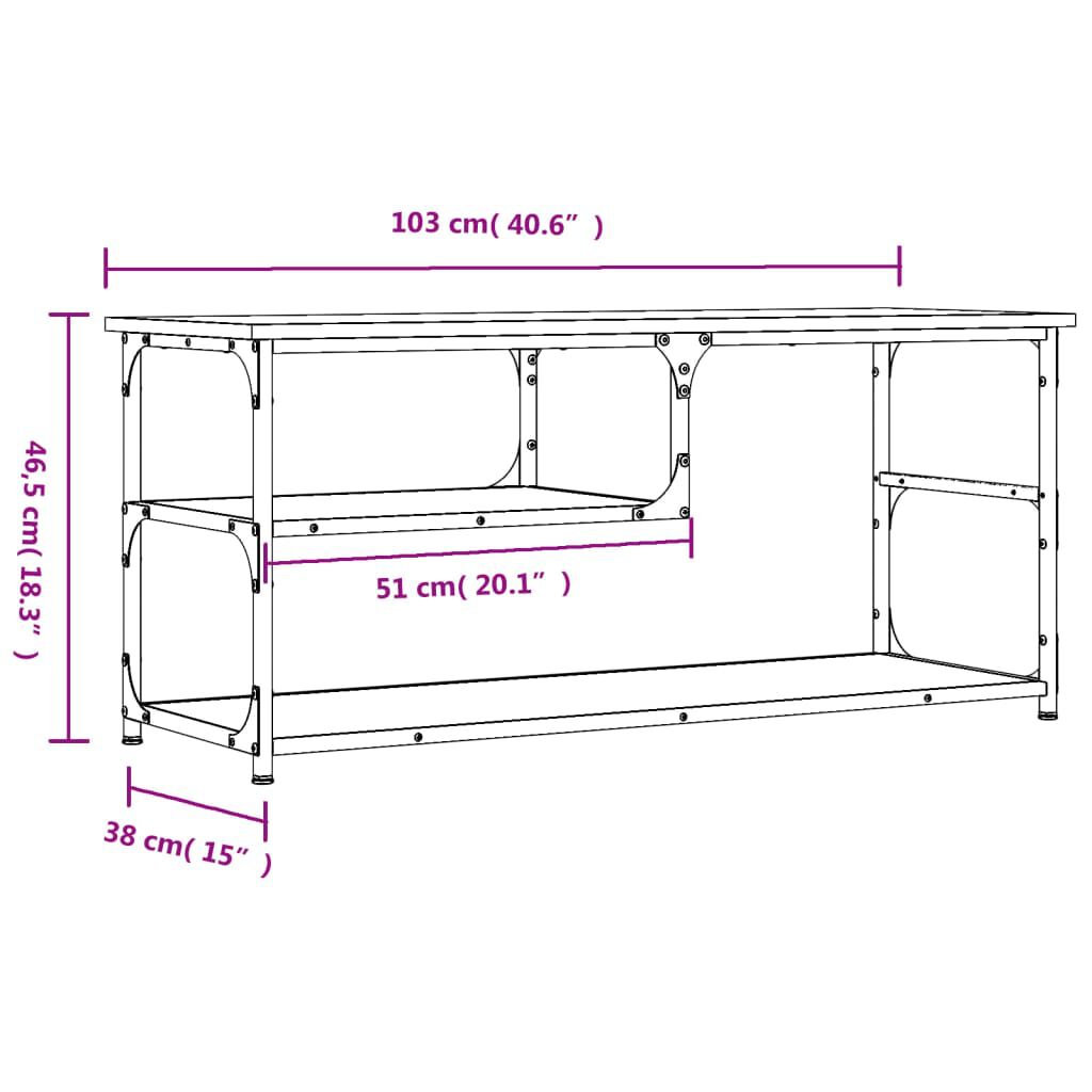 vidaXL Έπιπλο Τηλεόρασης Μαύρο 103x38x46,5 εκ. Επεξεργ. Ξύλο & Ατσάλι