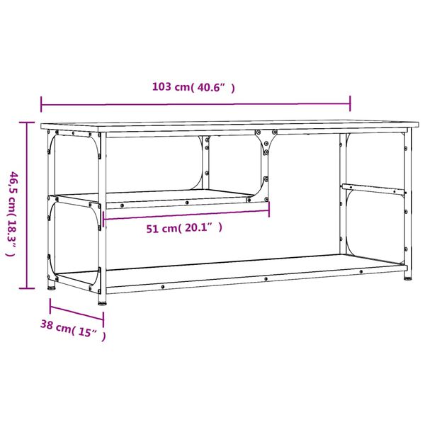 vidaXL Έπιπλο Τηλεόρασης Μαύρο 103x38x46,5 εκ. Επεξεργ. Ξύλο & Ατσάλι