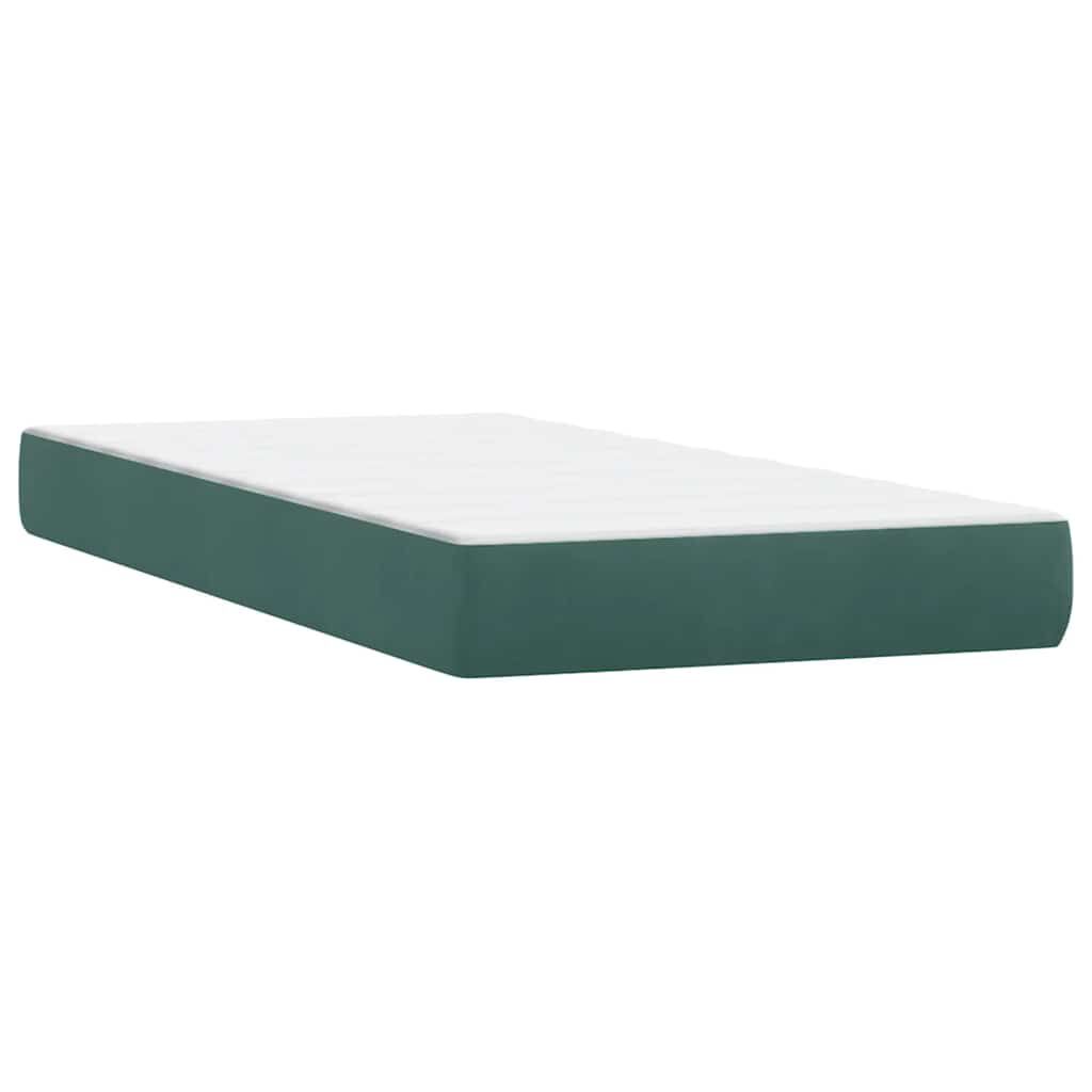 vidaXL Box Spring κρεβάτι με στρώμα σκούρο πράσινο 90x220 cm Velvet