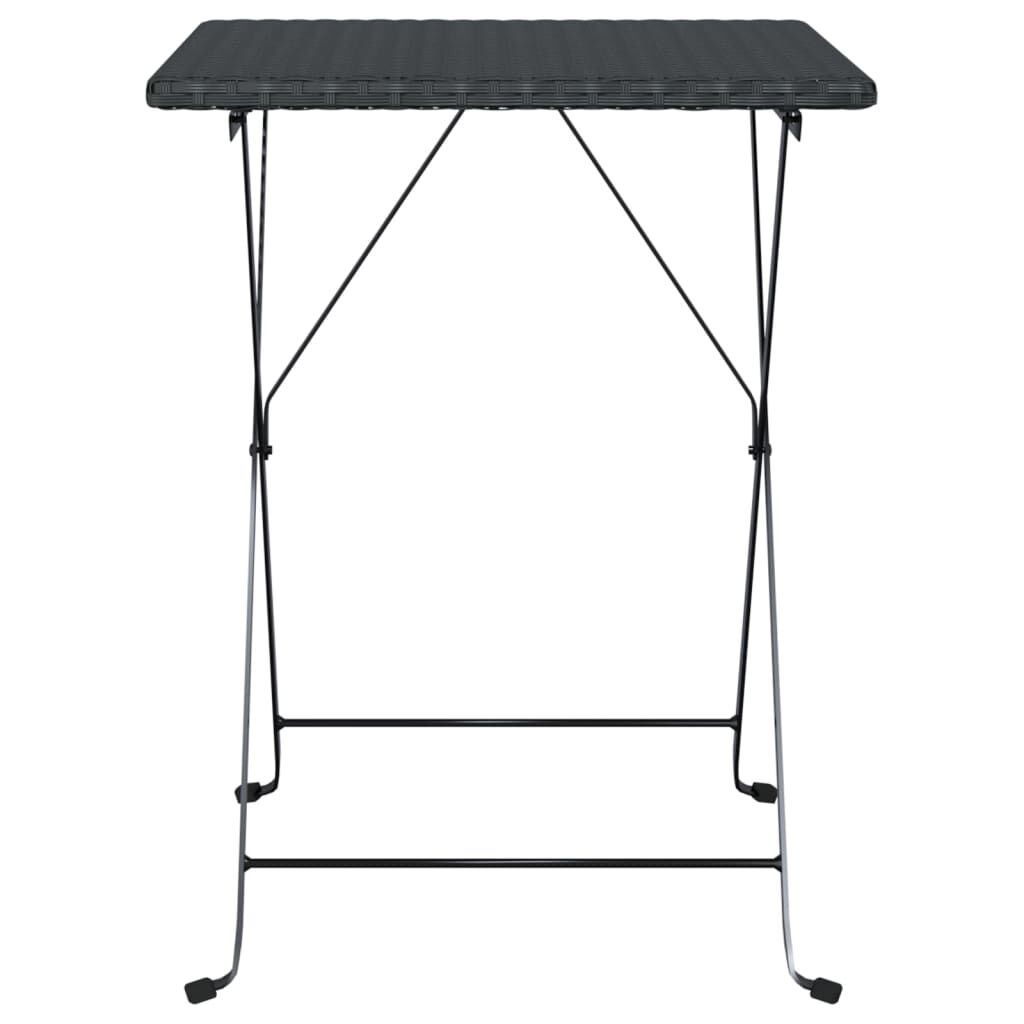 vidaXL Τραπέζι Bistro Πτυσσόμενο Μαύρο 55x54x71 εκ. Συνθετικό Ρατάν