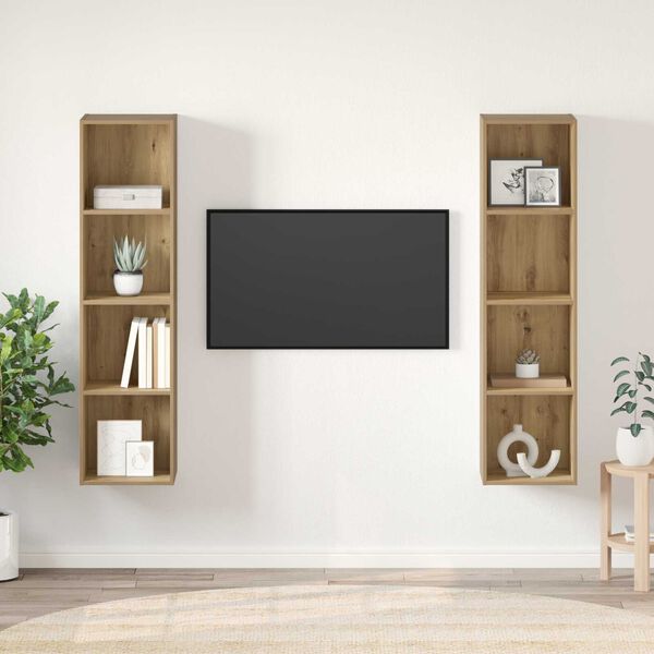 vidaXL Ντουλάπι TV 2 pcs Καφέ 37 x 37 x 142.5 εκ Επεξεργασμένο ξύλο