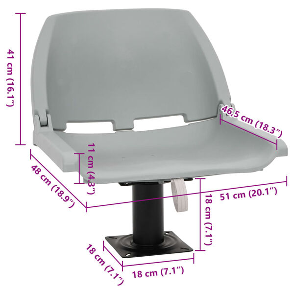 vidaXL Κάθισμα Σκάφους Πτυσσόμ. 2 τεμ. Γκρι 48x51x41 εκ Χωρίς Μαξιλάρι