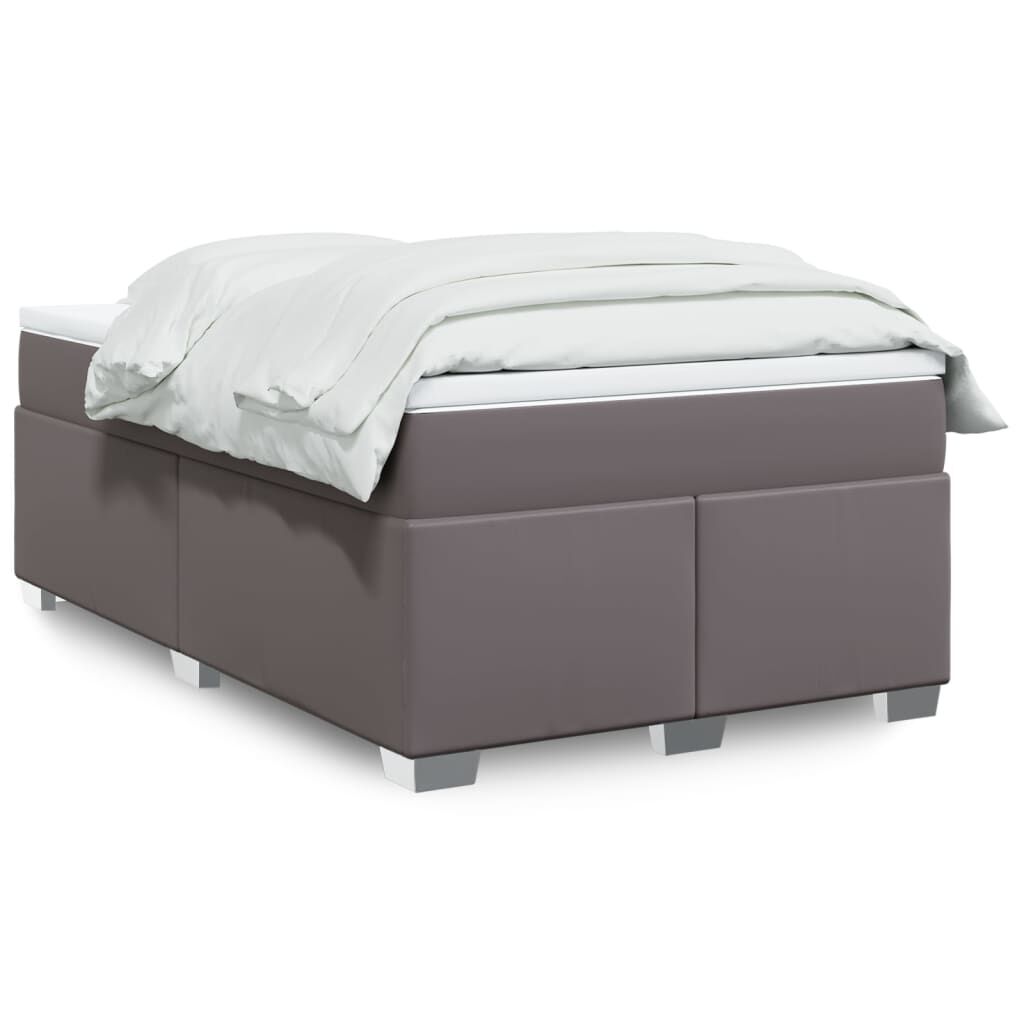 vidaXL Κρεβάτι Boxspring με Στρώμα Γκρι 120x200εκ. από Συνθετικό Δέρμα