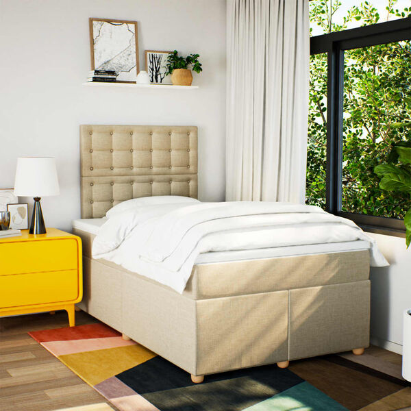 vidaXL &Kappa;&rho;&epsilon;&beta;ά&tau;&iota; Boxspring &mu;&epsilon; &Sigma;&tau;&rho;ώ&mu;&alpha; &Kappa;&rho;&epsilon;&mu; 120x190 &epsilon;&kappa;. &Upsilon;&phi;&alpha;&sigma;&mu;ά&tau;&iota;&nu;&omicron;