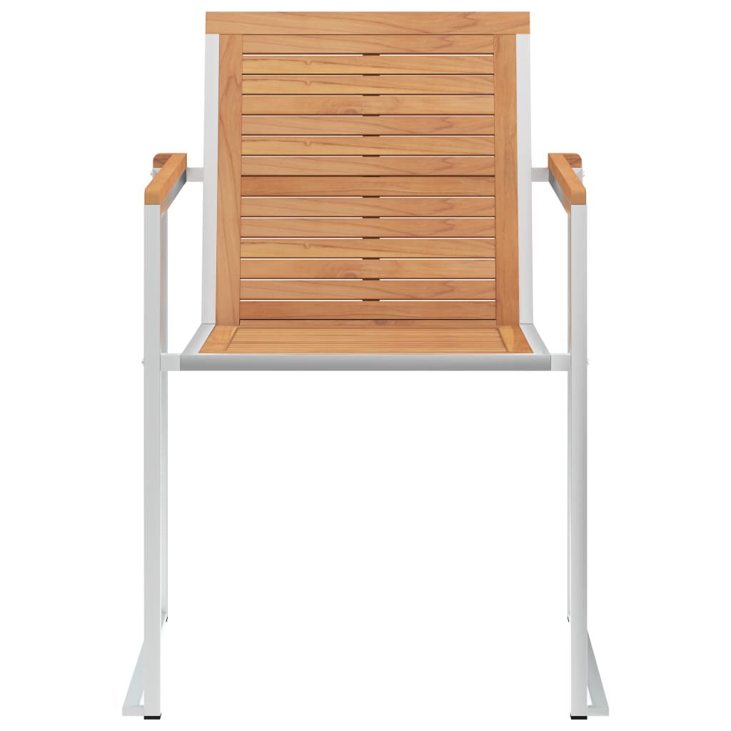 vidaXL Καρέκλες Κήπου 2 τεμ. από Μασίφ Ξύλο Teak/Ανοξείδωτο Ατσάλι