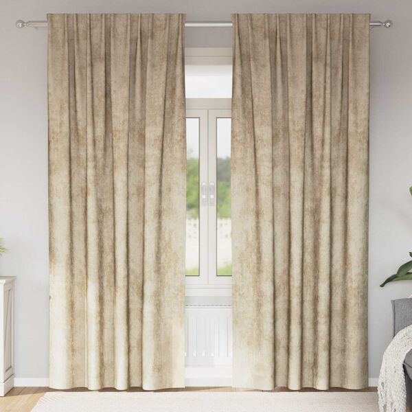 vidaXL Κουρτίνα με κουρτίνες 2 pcs Κρεμ 260 x 140 εκ. Βελούδο