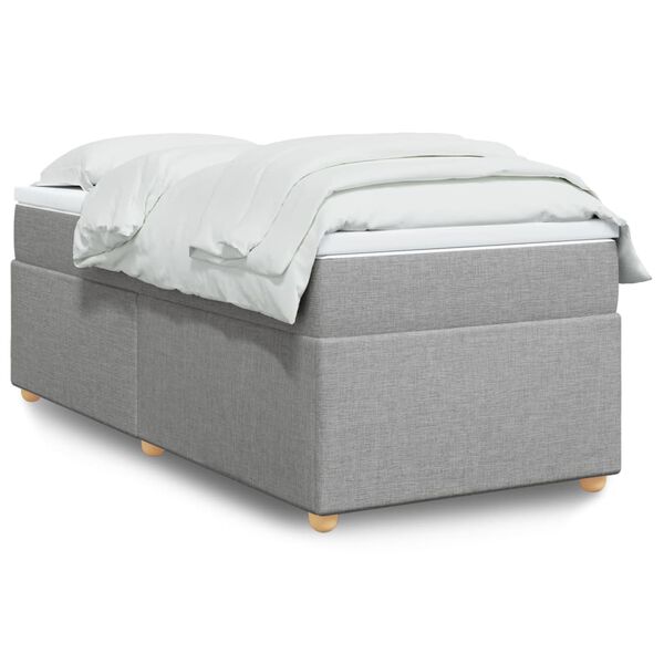 vidaXL Κρεβάτι Boxspring με Στρώμα Ανοιχτό Γκρι 90x200 εκ. Υφασμάτινο