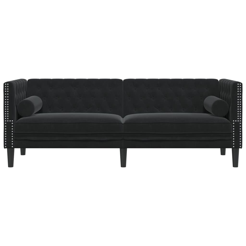 vidaXL Καναπές Διθέσιος Chesterfield με Στηρίγματα Μαύρο Βελούδο