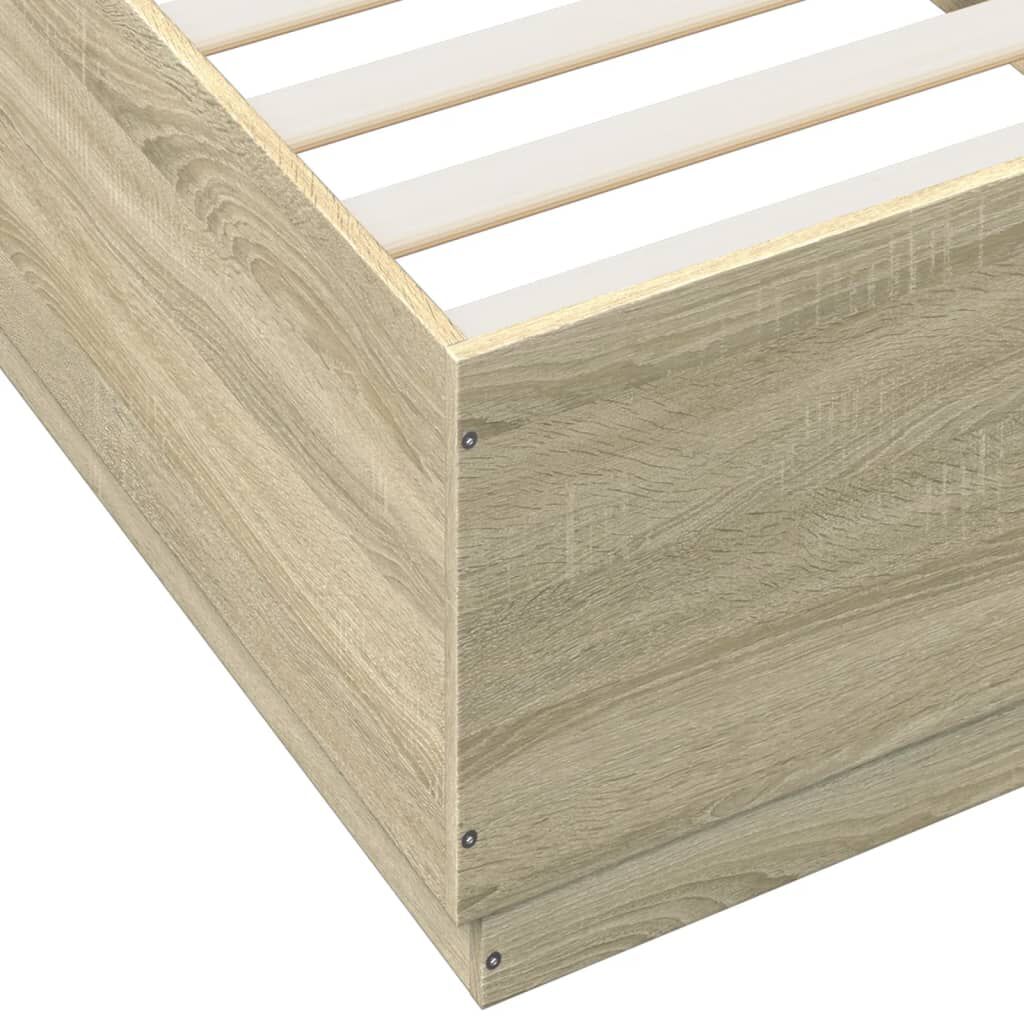 vidaXL Πλαίσιο Κρεβατιού με LED Sonoma Δρυς 90x200 εκ. Επεξεργ. Ξύλο