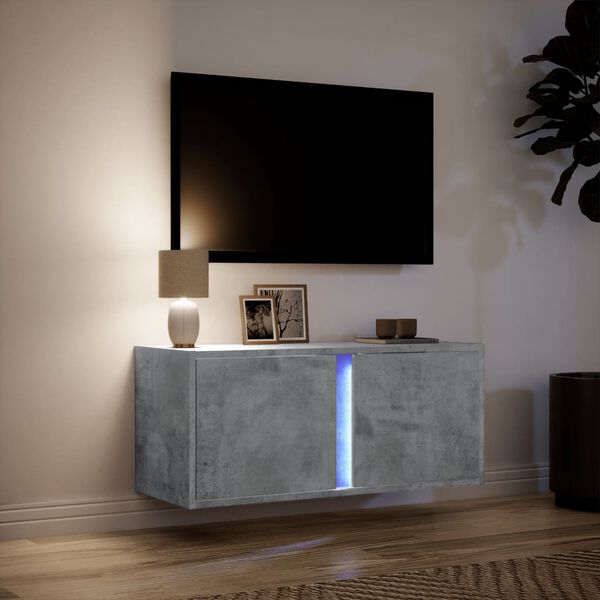 vidaXL Έπιπλο Τηλεόρασης με LED Γκρι Σκυροδέματος 80x31x35 εκ.