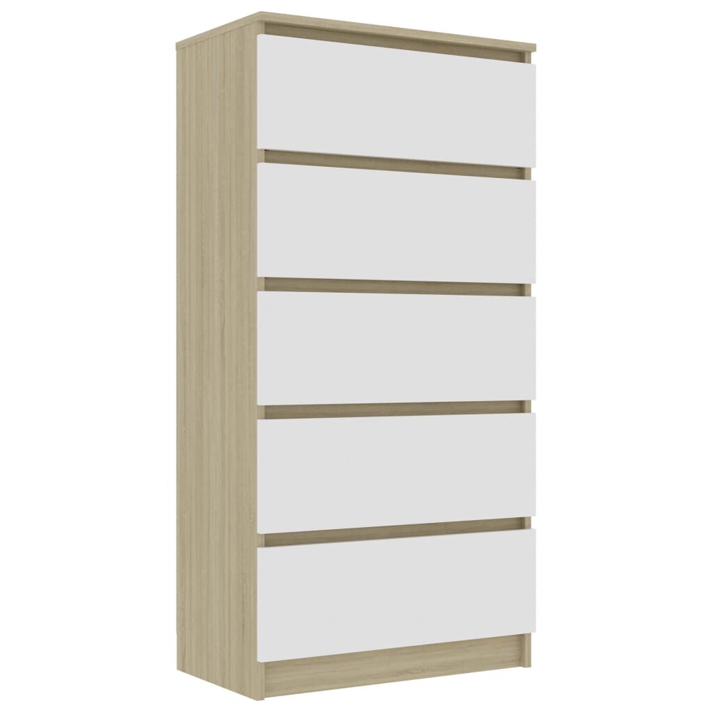 vidaXL Συρταριέρα Λευκή/Sonoma Δρυς 60 x 35 x 121 εκ. από Επεξ. Ξύλο