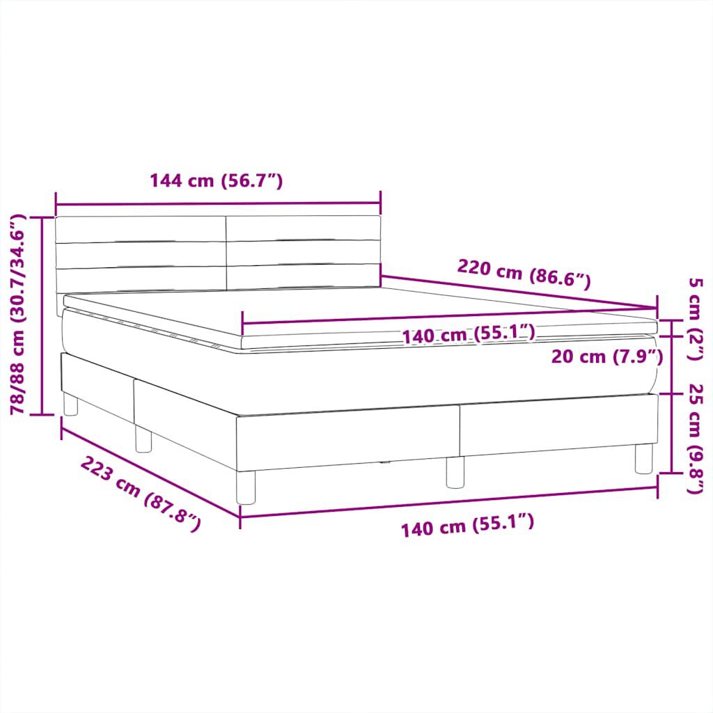 vidaXL Box Spring κρεβάτι με στρώμα ροζ 140x220 cm Βελούδινο