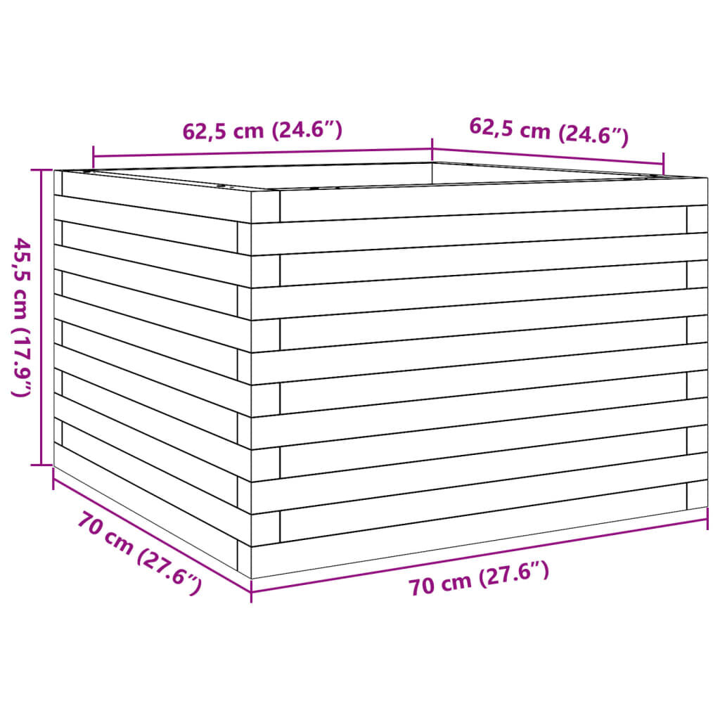 vidaXL Ζαρντινιέρα Κήπου Λευκή 70x70x45,5 εκ. από Μασίφ Ξύλο Πεύκου