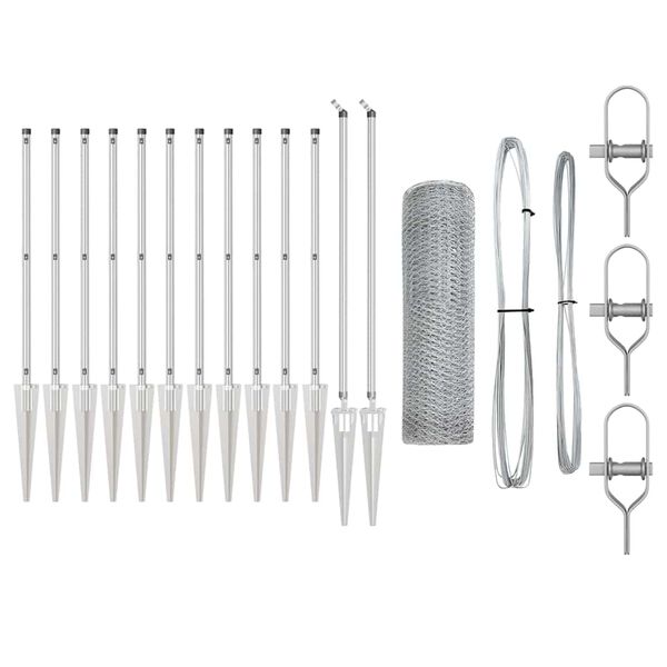 vidaXL Στύλος Περιφράξεων Ασημί 25 x 0,5 μ (25 mm δίχτυ) Ατσάλι