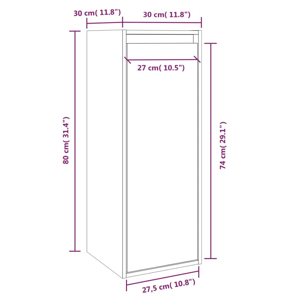 vidaXL Ντουλάπια Τοίχου 2 τεμ. 30 x 30 x 80 εκ από Μασίφ Ξύλο Πεύκου