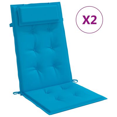 vidaXL Μαξιλάρια Καρέκλας με Πλάτη 2 τεμ. Γαλάζια από Ύφασμα Oxford