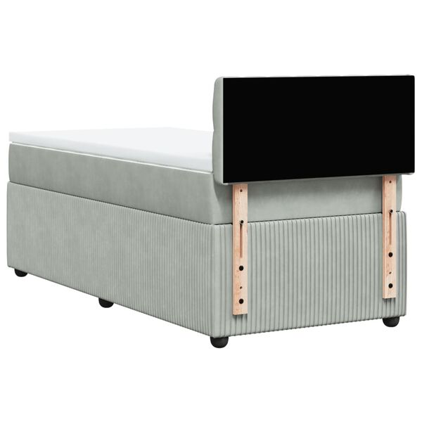 vidaXL Κρεβάτι Boxspring με Στρώμα Ανοιχτό Γκρι 90x200 εκ. Βελούδινο