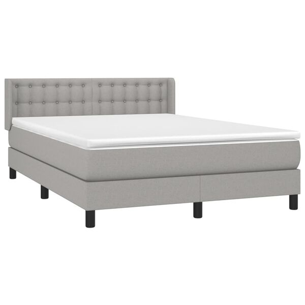 vidaXL Κρεβάτι Boxspring με Στρώμα Ανοιχτό Γκρι 140x200 εκ. Υφασμάτινο