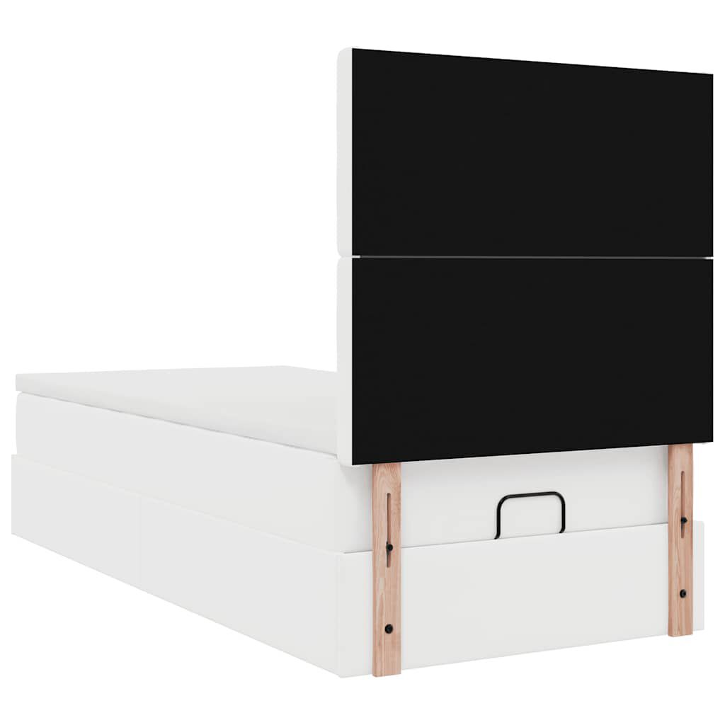 vidaXL Οθωμανικό κρεβάτι με στρώμα Λευκό 90x200cm Faux Leather