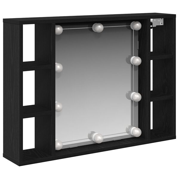 vidaXL Καθρέφτης Ντουλάπι LED - Μαύρη Δρυς - 76x15x55 εκ. - Κατασκευασμένο από Επεξεργασμένο Ξύλο