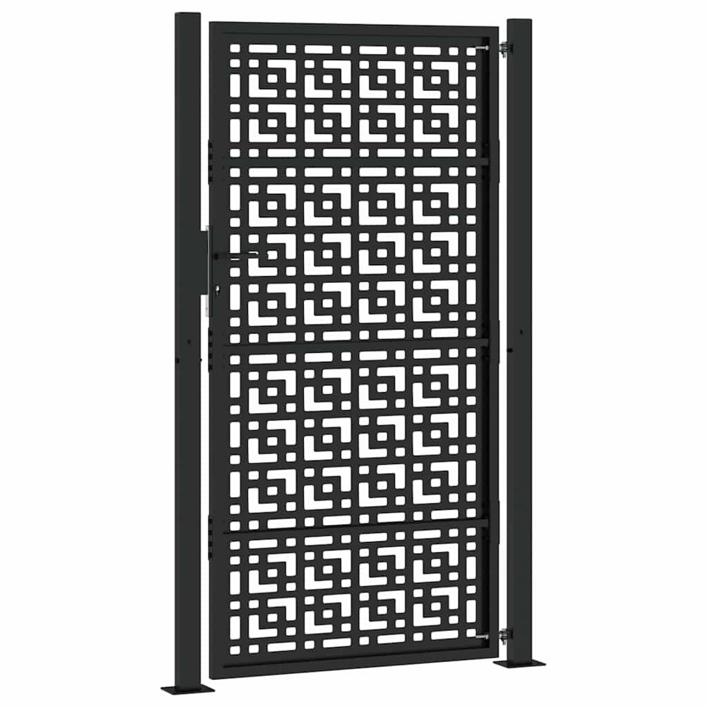 vidaXL Πύλη κήπου Μαύρη 105x180 cm Ατσάλινος σταυρός σχεδιασμού
