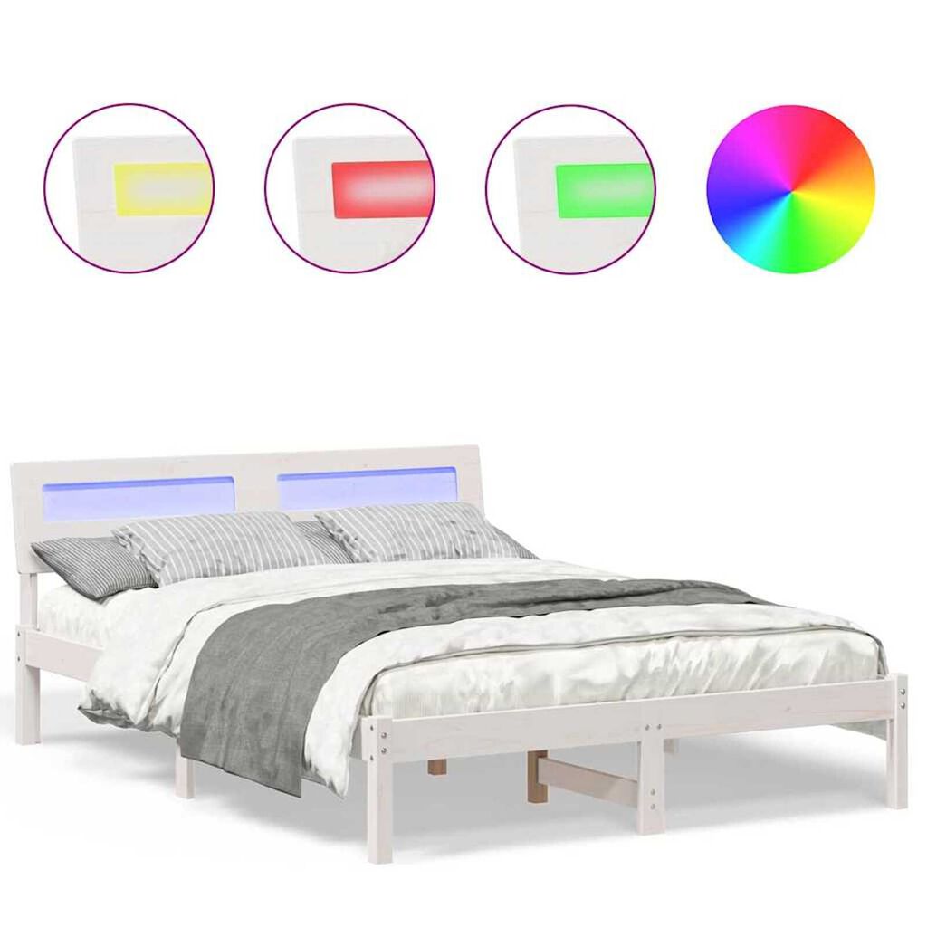 vidaXL Σκελετός Κρεβατιού Λευκό 140 x 190 cm Μασίφ ξύλο πεύκου