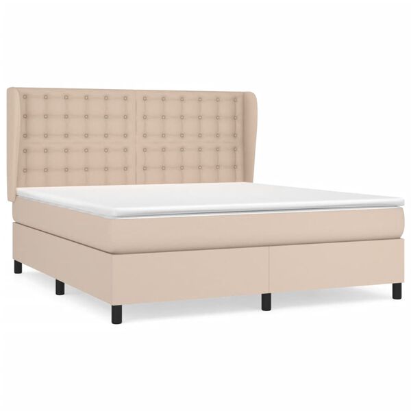 vidaXL Κρεβάτι Boxspring με Στρώμα Καπουτσίνο 160x200εκ.από Συνθ.Δέρμα
