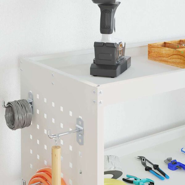 vidaXL Καρότσι εργαλείων με ράφι Λευκό 75 x 35 x 73 εκ. Κρύα χάλυβας