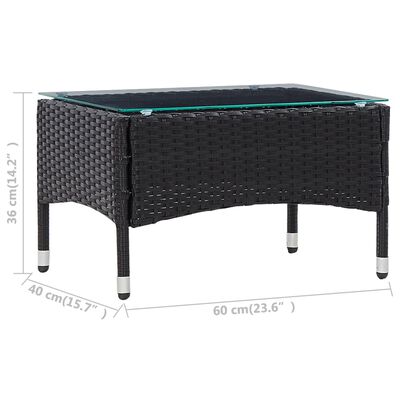 vidaXL Τραπεζάκι Σαλονιού Μαύρο 60 x 40 x 36 εκ. από Συνθετικό Ρατάν