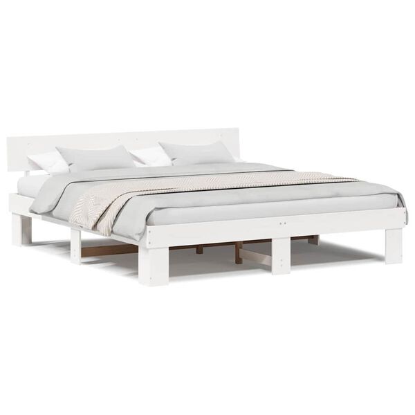 vidaXL Σκελετός Κρεβατιού Λευκό 180 x 200 cm Μασίφ ξύλο πεύκου
