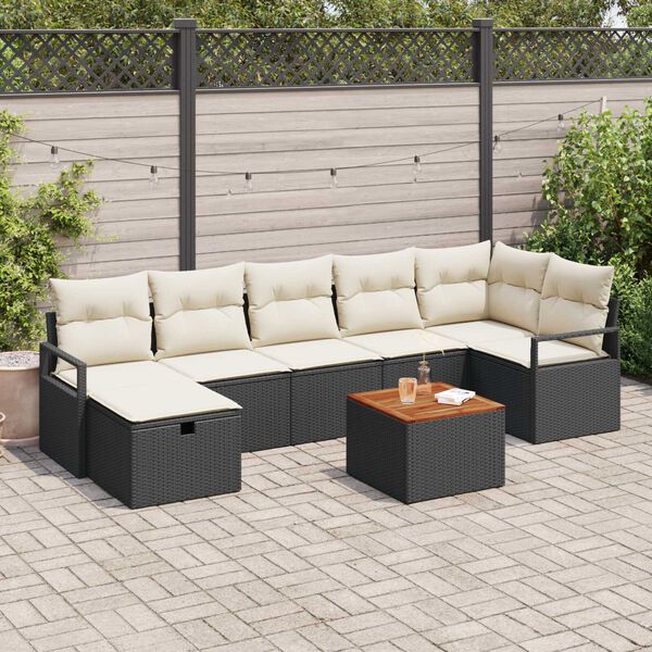vidaXL Σετ Καναπέ Κήπου με μαξιλάρι 8 pcs Μαύρο Πολυ ράταν