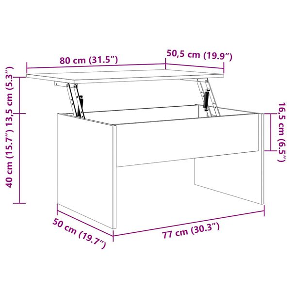 vidaXL Τραπεζάκι Σαλονιού Γυαλ. Λευκό 80x50,5x41,5 εκ. Επεξεργ. Ξύλο
